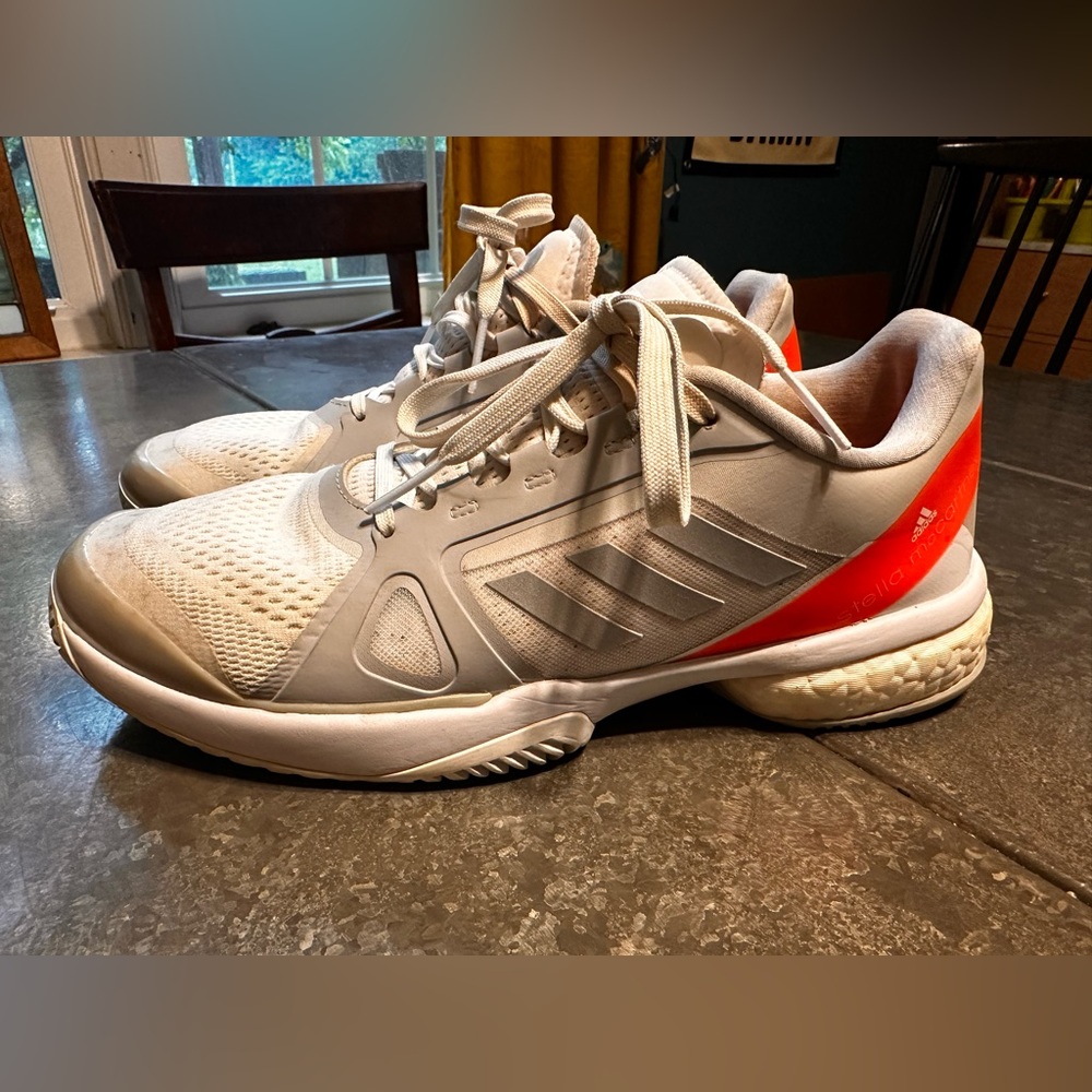 Adidas Women Stella McCartney Barricade Tennis Shoes Orange Gray Sz 10 Sneakers